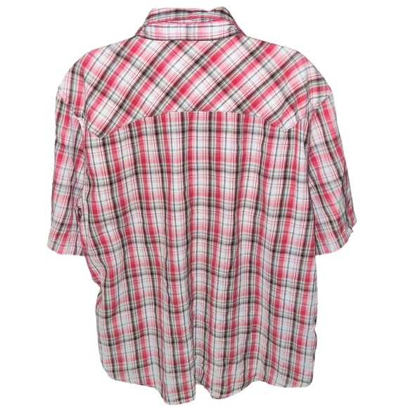 Vintage Levi's Red Plaid Short Sleeve Pearl Snap Western Pearl Snap Shirt sz XXL - Picture 2 of 5